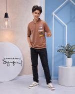 VIBECRAFT ZIP POLO -TERRACOTTA BROWN